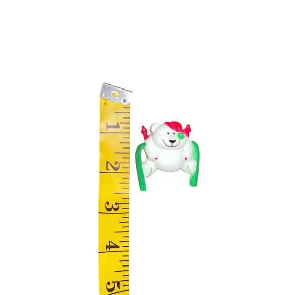 Vintage 80s Russ Polar Bear Pin - Skiing Holiday Winter Snow - Signed - Picture 3 of 10